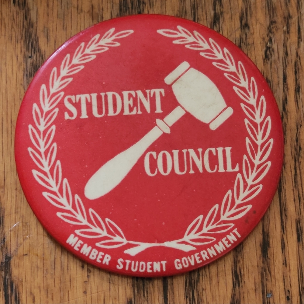 Vintage Student Council Pin Pinback Button Metal